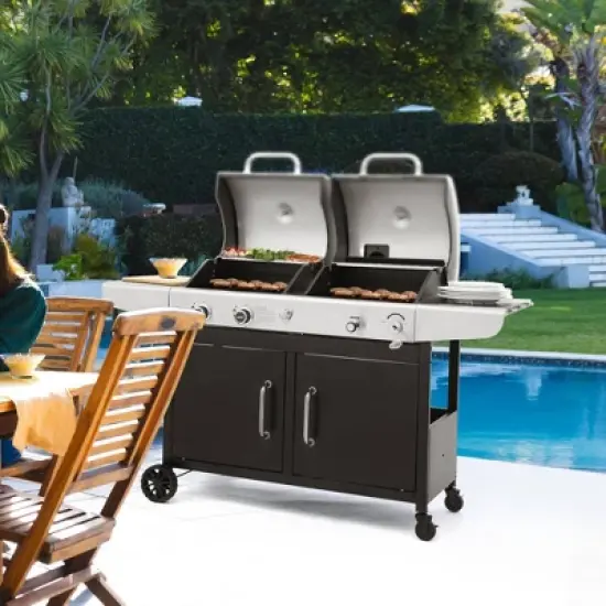 RoyalGourmet 2-Burner Gas and Charcoal Combo Grill with Cover ZH3002CTG Black image {8}