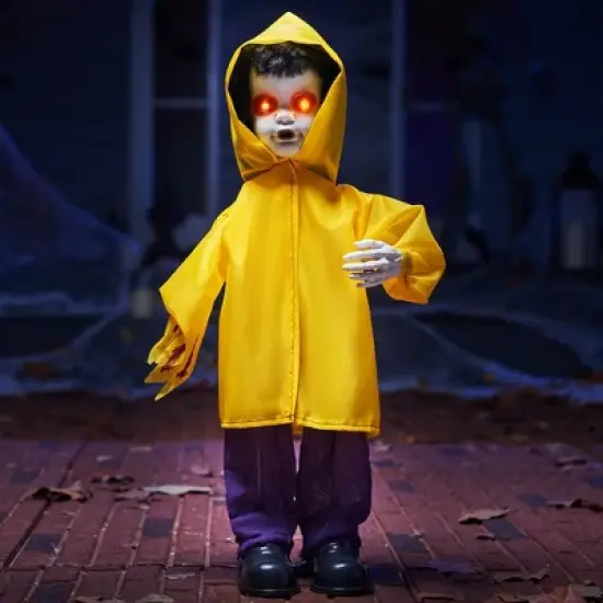 Joyfy 31.5'' Halloween Outdoor Decorations, Life Size Animatronics Ghost with Glowing Eyes for Halloween Party Supplies, Yard Lawn Outdoor Decoration image {7}