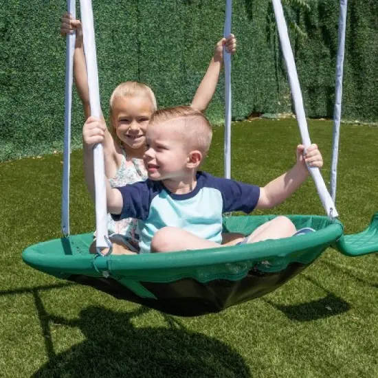 The Swing Company Northridge Metal Swing Set with Saucer Swing and 5' Slide image {6}