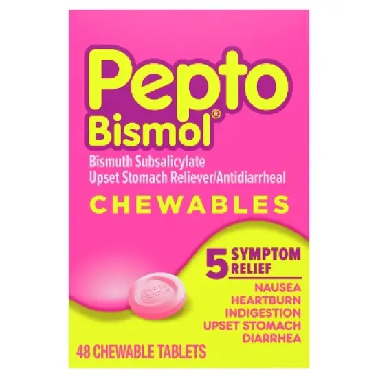 Pepto-Bismol 5 Symptom Stomach Relief Chewable Tablets - 48ct image {9}