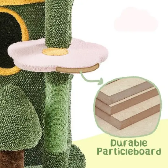 Yaheetech 48.5inch Oasis-themed Cat Tree Cat Tower, Green image {6}