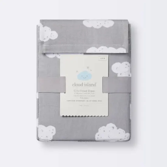 Crib Fitted Sheet Clouds - Cloud Island&trade; Gray image {4}
