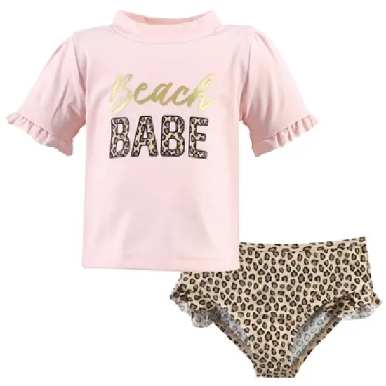 Hudson Baby Infant and Toddler Girl Swim Rashguard Set, Beach Babe image {4}