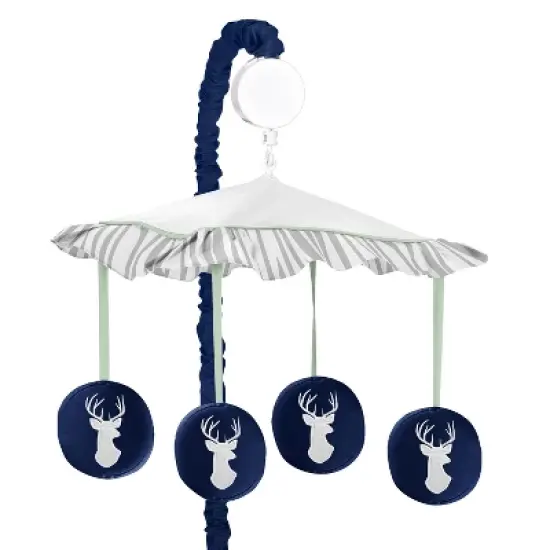 Sweet Jojo Designs Musical Crib Mobile - Navy & Mint Woodsy image {1}