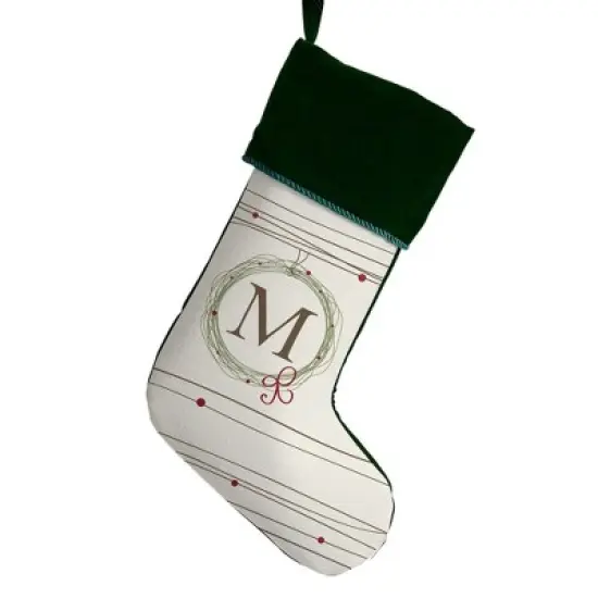 Personalization Mall Holiday Wreath Initial Christmas Stocking, Green image {14}