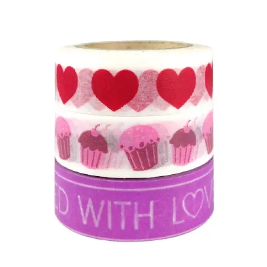 Wrapables I Heart Cupcakes Japanese Washi Masking Tape (Set of 3) image {2}