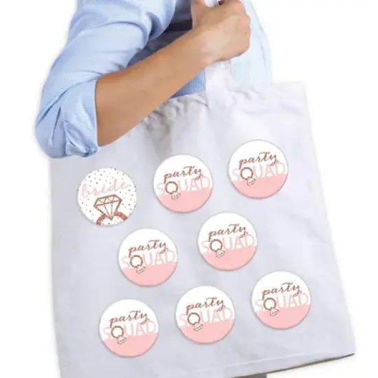 Big Dot of Happiness Bride Squad - 3 inch Rose Gold Bridal Shower or Bachelorette Party Badge - Pinback Buttons - Set of 8 image {1}