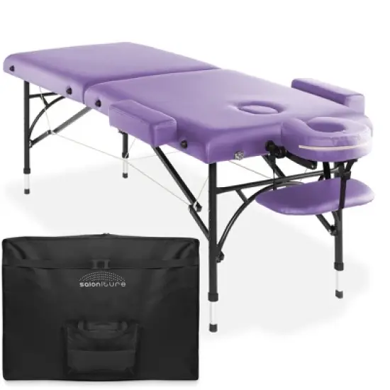 Saloniture Professional Portable Lightweight Bi-Fold Massage Table with Aluminum Legs image {8}
