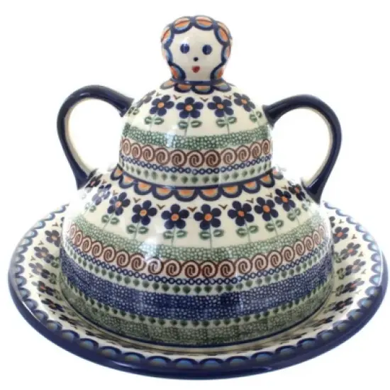 Blue Rose Polish Pottery 91 Vena Cheese Lady image {1}