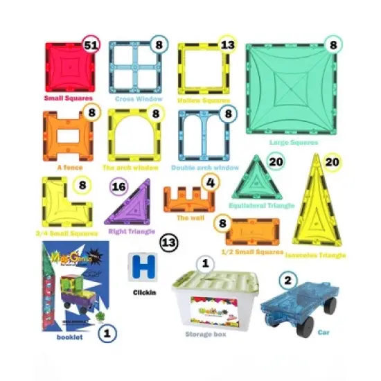 Magnet Tiles Mag-Genius Magna Award Winning Building Magnetic Toy 199pc image {2}