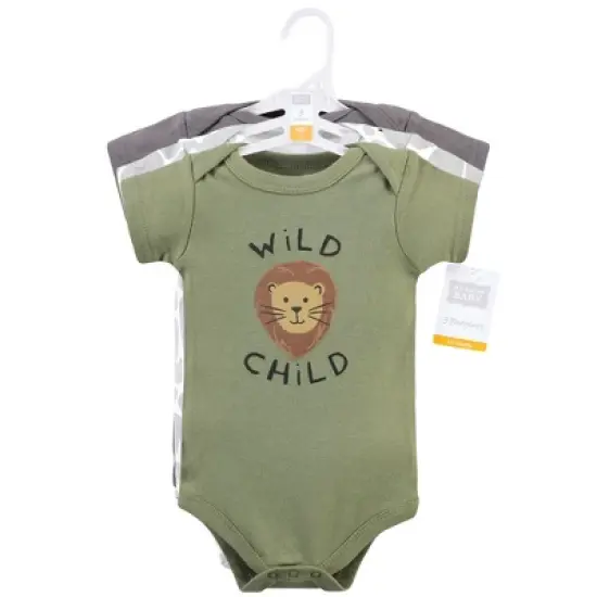 Hudson Baby Infant Boy Cotton Bodysuits, Safari Life 3-Pack image {1}