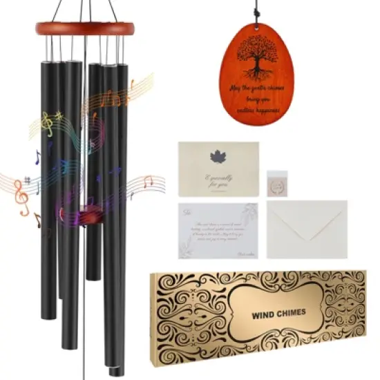 VEVOR Wind Chimes for Outside, 41 in, Deep Tone Wind Chimes with 6 Tubes, Unique Large Memorial Wind Chimes for Anniversary, Black image {8}