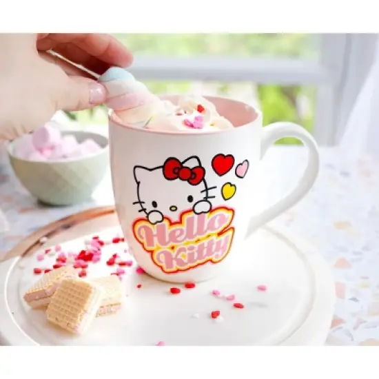 Silver Buffalo Sanrio Hello Kitty Hearts Ceramic Mug | Holds 18 Ounces image {6}