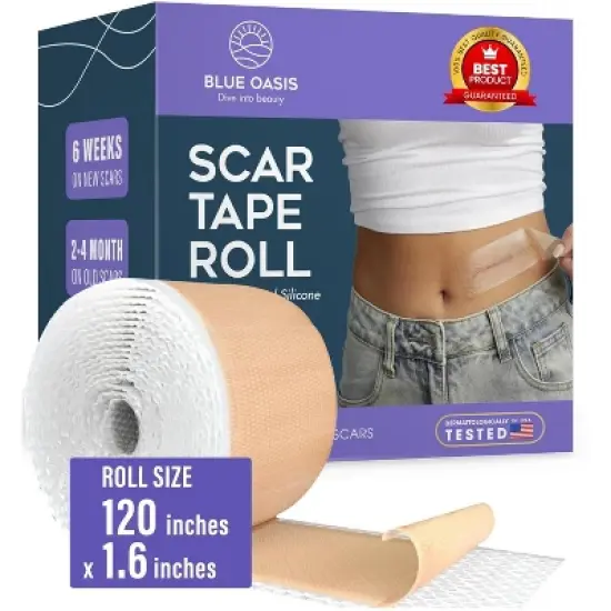 Silicone Scar Sheets, Scar Tape for Surgical Scars, 120" x 1.6" Roll - C-Section, Tummy Tuck, Keloid Scar Treatment, As Post Surgical Cream, Gel image {6}