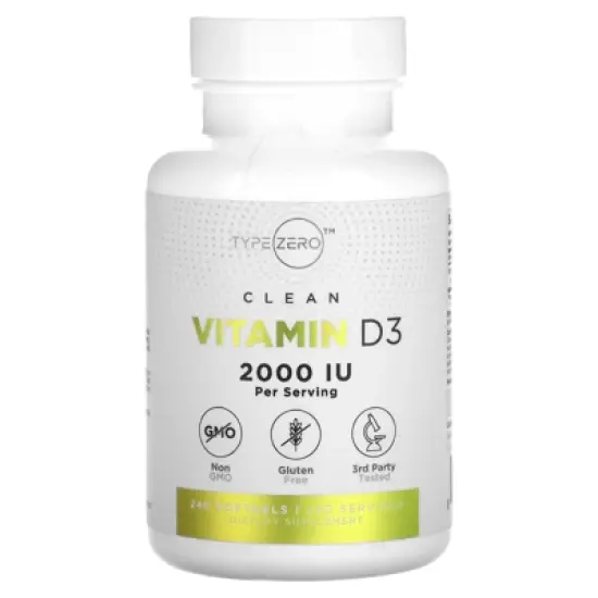 TypeZero Clean, Vitamin D3, 2,000 IU, 240 Softgels image {4}