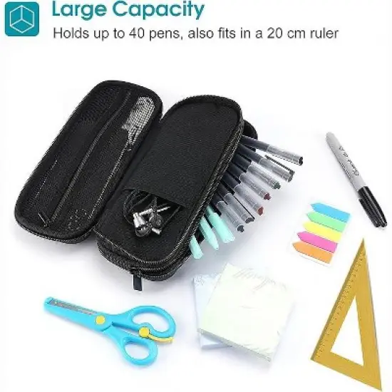 Pen Pencil Case, 2Layer EVA Zipper Pencil Box Pouch Large Capacity Stationery Storage Organizer image {6}