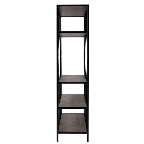 68.25" Vikrin 5 Tier Bookshelf Natural/Black - Aiden Lane image {2}