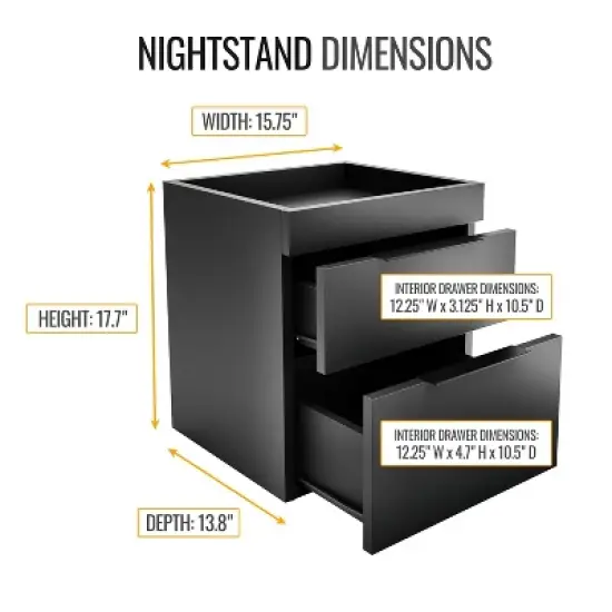 Carter Modern Double Drawer Nightstand - Eco Dream image {5}