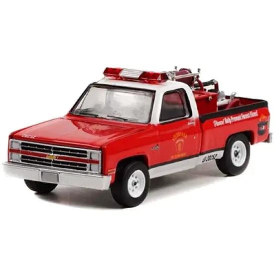 1984 Chevrolet C20 Truck w/Fire Equipment, Hose & Tank "Please! Help Prevent Forest Fires!" 1/64 Diecast Model Car by Greenlight image {1}