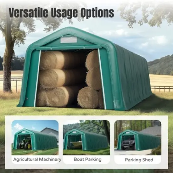 Captiva Designs 11 ft. x 24 ft. x 8.4 ft. Heavy-Duty Portable Garage & Agricultural Shed with Galvanized Frame, Removable Doors and Walls image {11}