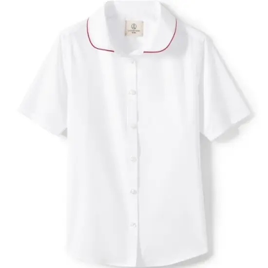 Lands' End School Uniform Girls Piped Peter Pan Collar Broadcloth Shirt image {4}
