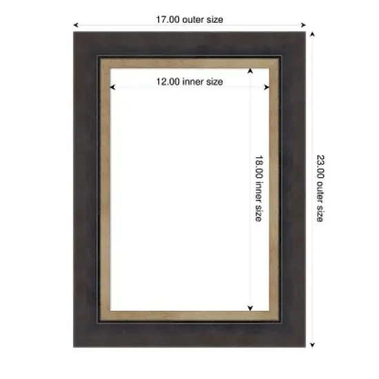Amanti Art Hammered Charcoal Tan Framed Dry Erase Magnetic Board image {4}