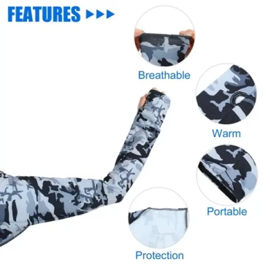 Unique Bargains Soft Sun Protection Arm Shawl Cooling Sleeve Sun Protection Arm Sleeve with Finger Hole for Women Golf Polyester image {2}