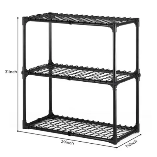 FONTOI Baker's Racks, 3 Tier Wire Shelf with Cover, FreeStanding Metal Storage Rack for Door Entrance Garage Kitchen Office, Black, 29"*14"*45" image {1}
