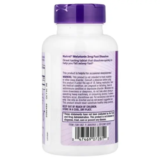 Natrol Melatonin, Fast Dissolve, Strawberry, 3 mg, 150 Tablets image {2}
