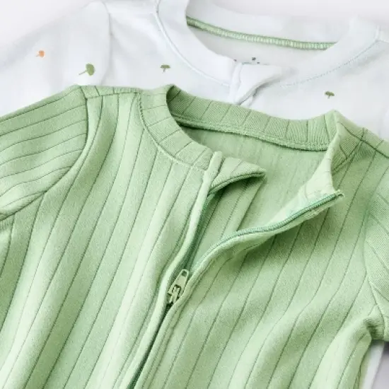 Baby 2pk Cozy Wide Ribbed Mushrooms Sleep N' Play - Cloud Island&trade; Green image {2}