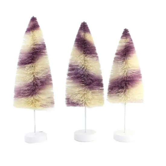 Bethany Lowe 12.0 Inch Purple Stripes Delights Halloween Decorative Tree Set , Halloween Decor Bottle Brush Trees (3PC) image {2}