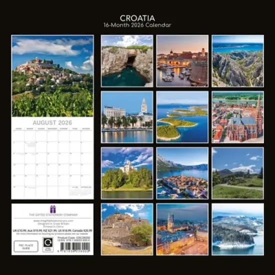 2026 Square Wall Calendar, Croatia, 16-Month Passport Collection Theme with 180 Reminder Stickers (12x12 In) image {3}