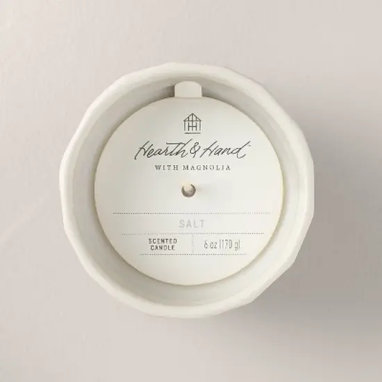 Speckle-Faceted Ceramic Salt Jar Candle White 6oz - Hearth & Hand&trade; with Magnolia image {2}