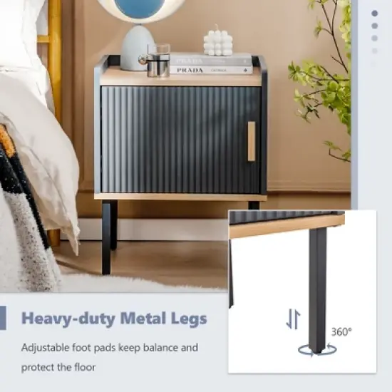 Costway Nightstand Bedside End Table with Door Cabinet for Living Room Bedroom image {6}