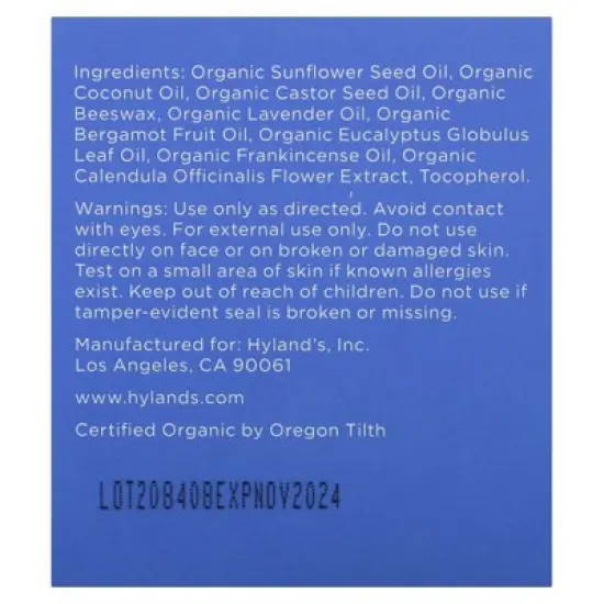 Hyland's Naturals Baby, Organic Calming Balm, 1.76 oz (50 g) image {2}