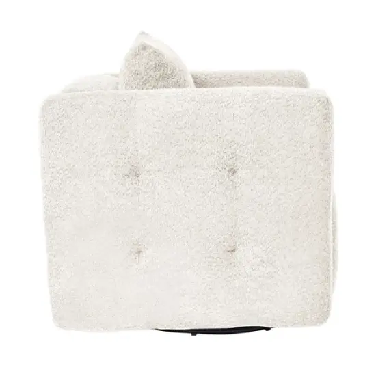 Hyleory Wooden Frame Swivel Chair with Soft Fabric Upholstery, 360&deg; Rotation, Comfortable Ergonomic Design for Living Room and Office Seating image {12}