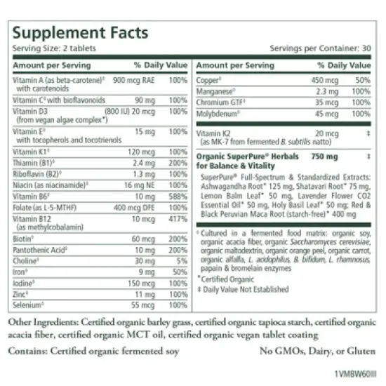 Pure Synergy Vita&bull;Min&bull;Balance&reg; for Women &ndash; Multivitamin with Adaptogens for Energy & Hormone Health | 60 Tablets image {2}
