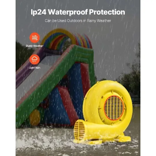 VEVOR Inflatable Blower, 680&750W, 1.0HP Bounce House Blower, Pump Commercial Air Blower for Inflatables, Yellow image {4}