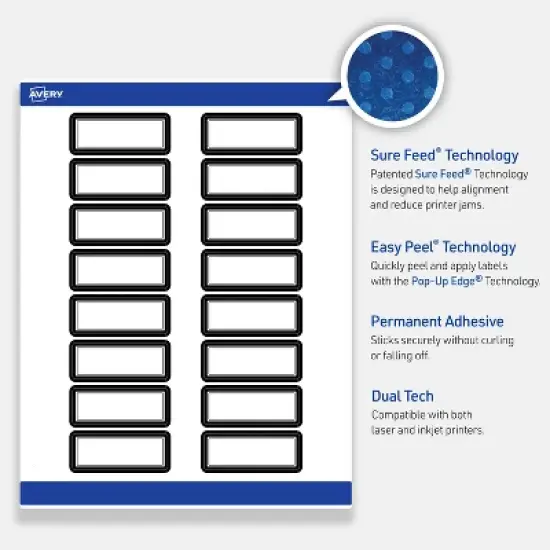 Avery&reg; Labels, 1" x 2-5/8", Double Black Border, Matte White, 160ct image {2}