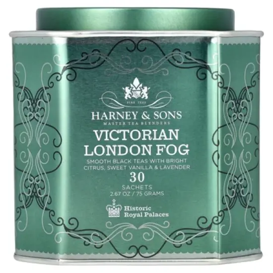 Harney & Sons Victorian London Fog, Smooth Black Tea With Bright Citrus, Sweet Vanilla & Lavender, 30 Sachets, 2.67 oz (75 g) image {2}