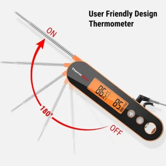 ThermoPro TP610W Waterproof Dual Probe Meat Thermometer with Alarm Programmable and Rechargeable Instant Read Food Thermometer W/ Rotating LCD Screen image {3}