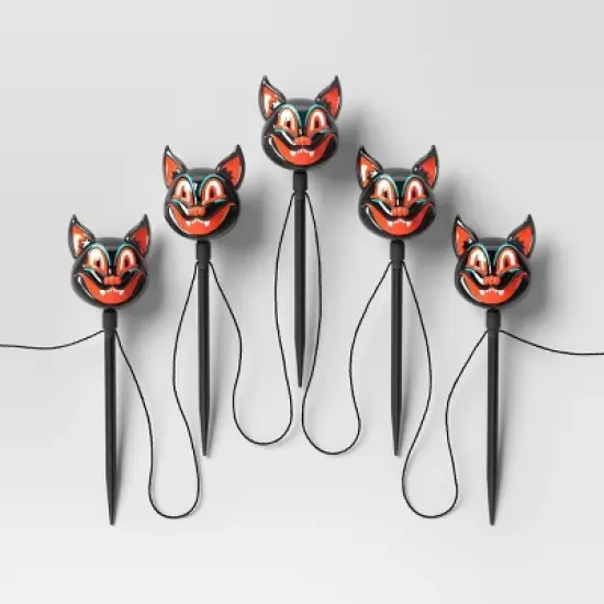 5ct Plastic Cat Halloween Novelty Pathway Lights with Warm White LEDs - Hyde and EEK! Boutique&trade; image {2}