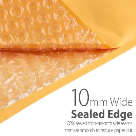 Fosmon #0 Kraft Bubble Mailer 6.5" x 10", Extra Wide Padded Shipping Envelopes image {4}