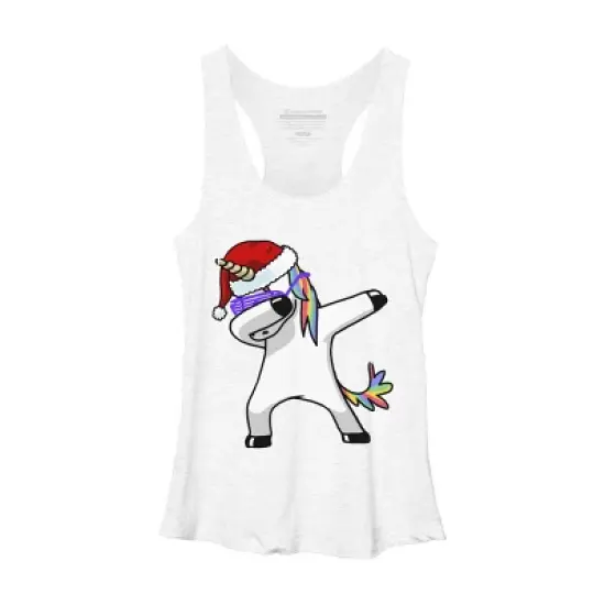 Women's Design By Humans Dabbing Unicorn Shirt Hip Hop Dab Santa Hat Christmas Shirt V By vomaria Racerback Tank Top image {4}