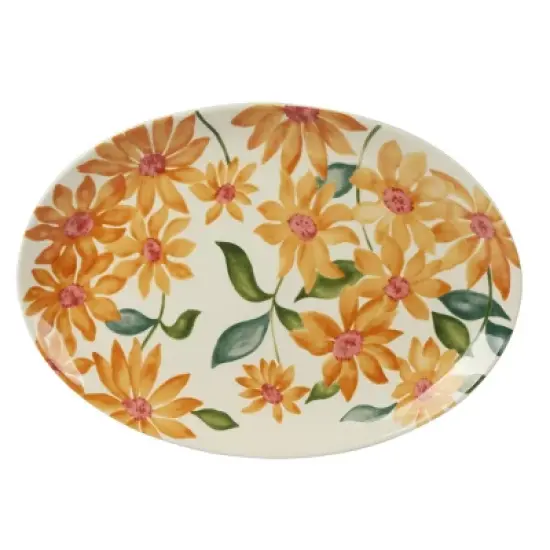 Bloomhouse Sunnyflower 2-Piece Hand-Painted Floral Stoneware Serving Set image {3}