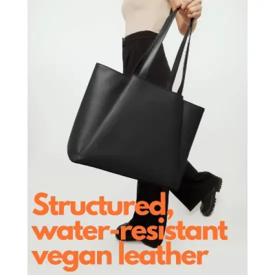 Laptop Tote Bag for Women 15 Inch - Large Work Bags with Zip Compartments - PU Leather image {5}