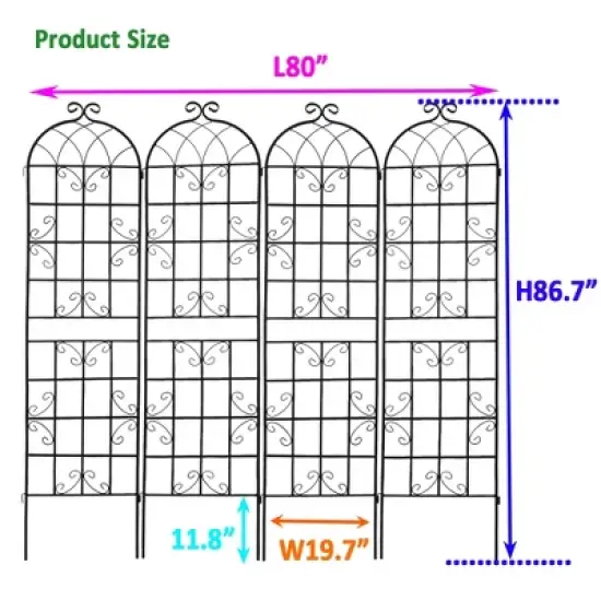 Syemin Patio Decorative Screens, Elegant Vine Pattern Yard Fencing, Pet-Safe Decorative Fence for Yard, Patio, Black, 80"*19.7"*86.7" image {5}