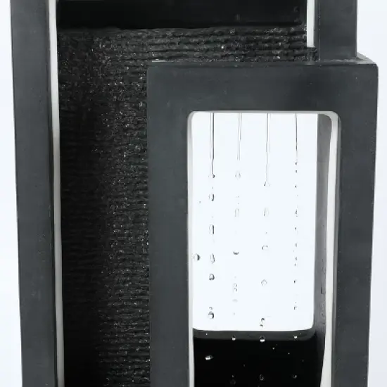 LuxenHome Gray Resin Column Outdoor Fountain with LED Light image {4}