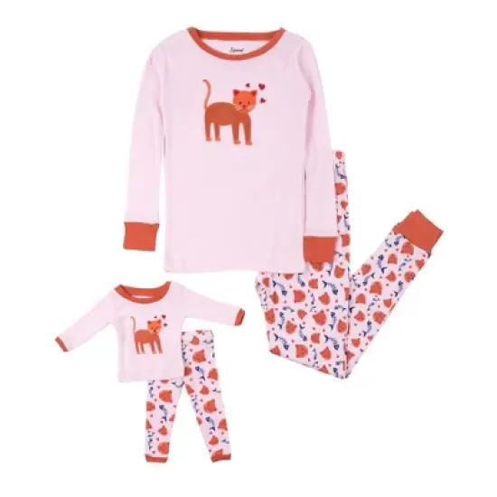 Leveret Girl and Doll Matching Cotton Animal Design Pajamas image {6}