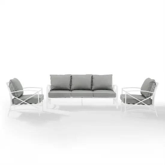 Kaplan 3pc Outdoor Sofa Set with Sofa & 2 Arm Chairs - Gray - Crosley image {1}